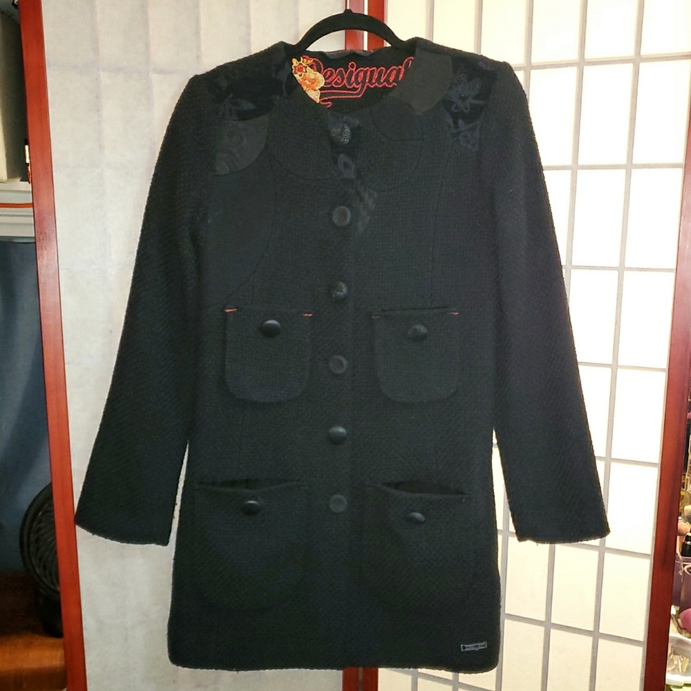 COPY - EUC DESIGUAL black tweed coat, flawless, 38
